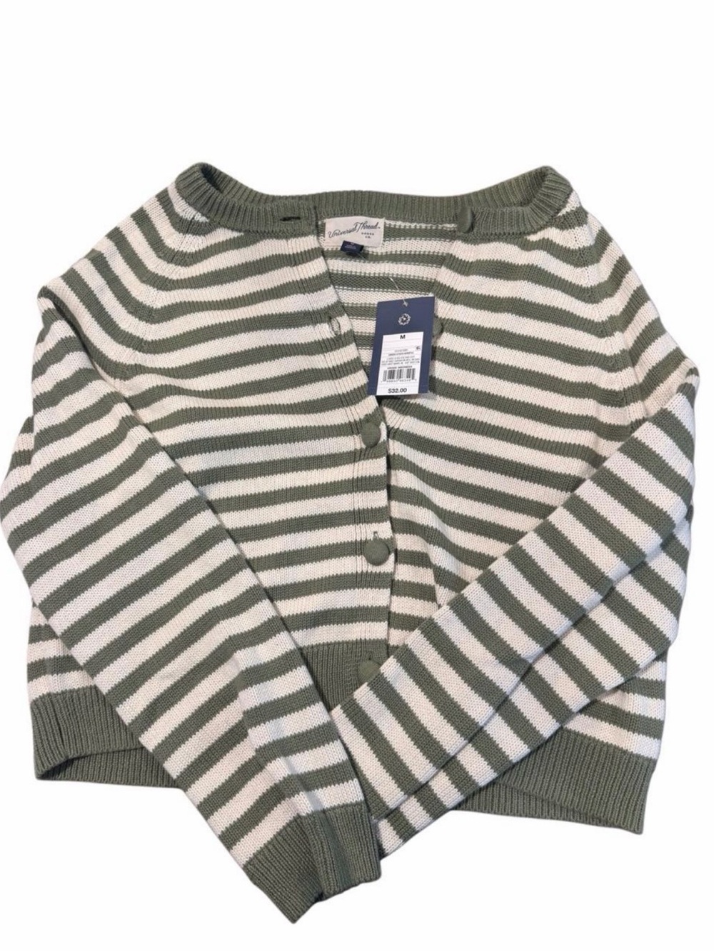Universal Thread Olive & Cream Striped Button Cardigan